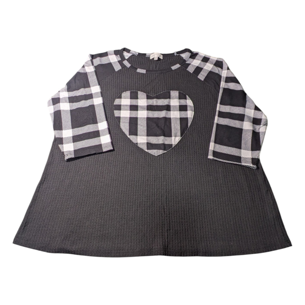 Perfect Peach Women's Top Black And White With Heart Logo Size 2XL